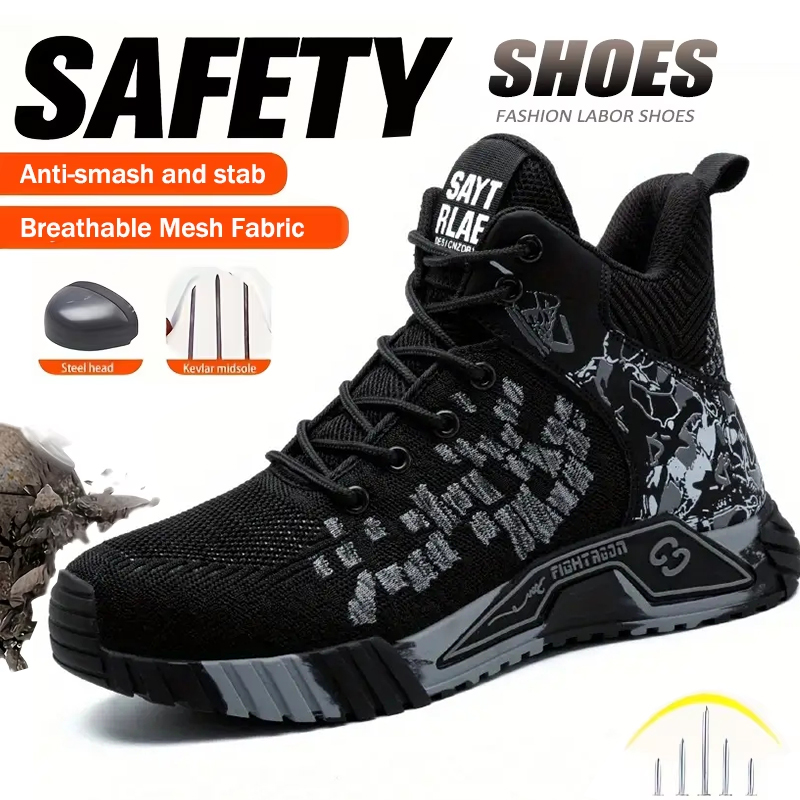 Men'S Shoes Diabetic - 耐摩耗性と耐久性に優れたスチールトゥ作業靴（男女兼用）、耐衝撃性スチールトゥキャップ、軽量で快適な産業用安全スニーカー、オールシーズン対応の建設作業用フットウェア、全サイズ展開、勤勉な方への父の日ギフトに最適。