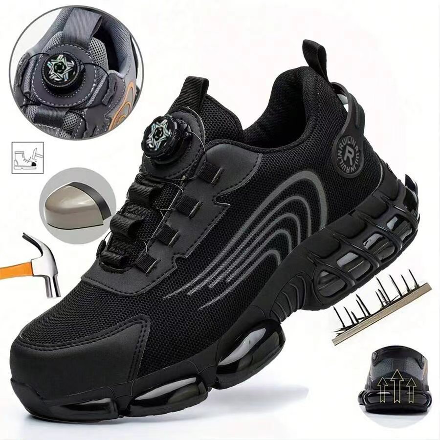 Men Shoes Sneakers - オールシーズン対応の男女兼用スチールトゥ作業靴、耐衝撃性スチールトゥキャップスニーカーブーツ、軽量で快適な産業用安全靴、耐摩耗性と耐久性があり、建設作業や日常使用に最適、全サイズ展開、労働節や父の日のギフトに最適。