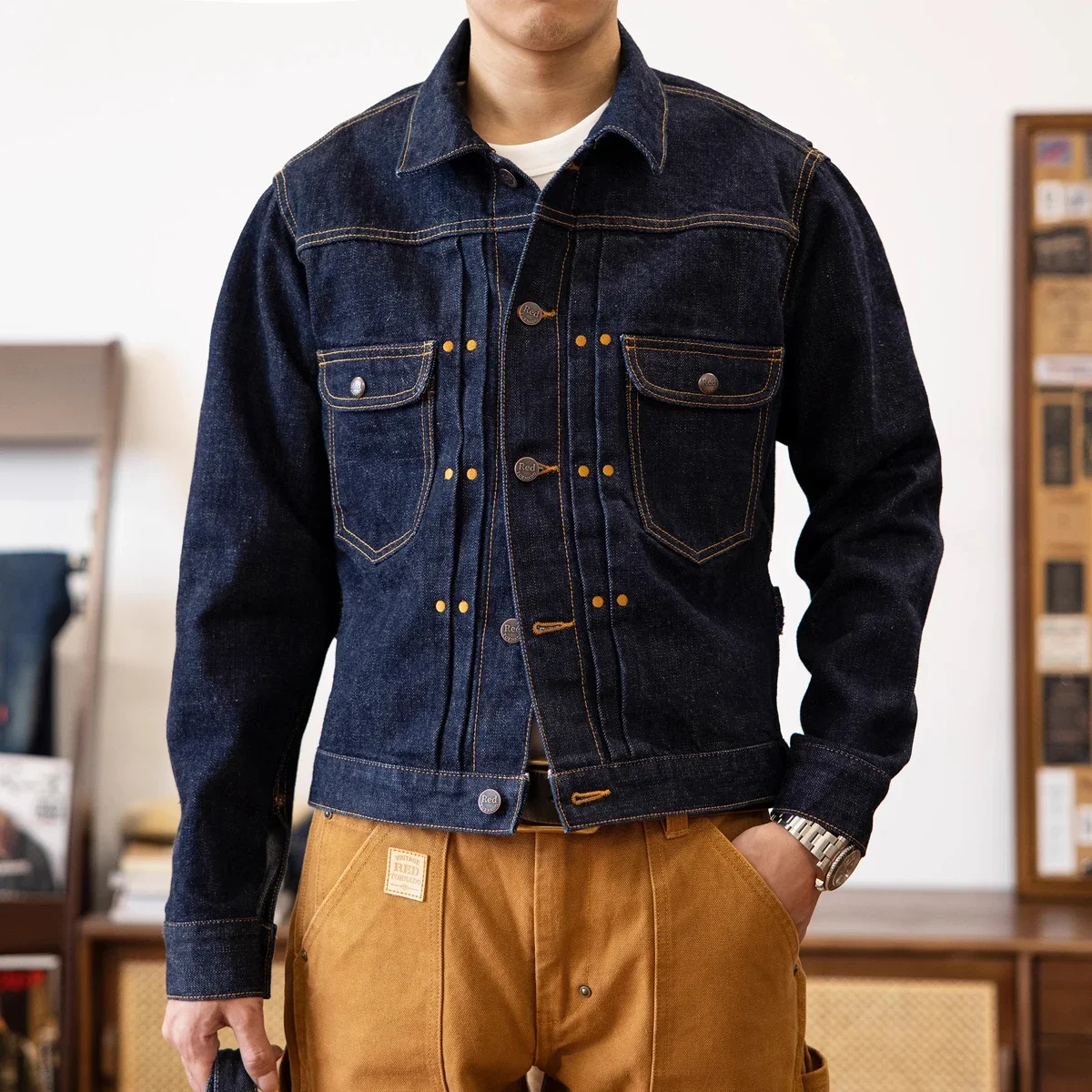 Men'S Shoes With Jeans - メンズレッドトルネードデニムジャケット,裏地なしデニムジャケット,丈夫