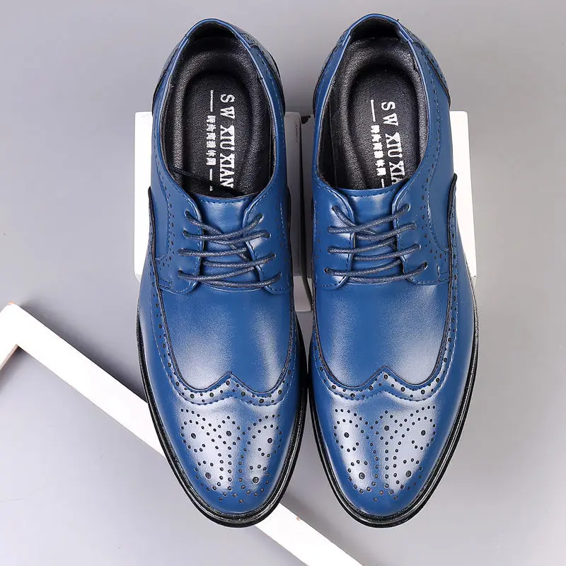 Men Shoes Official - 男性用の通気性のある先のとがったつま先の靴,フォーマルな社交靴,レジャー,公式,新しい,安い清算