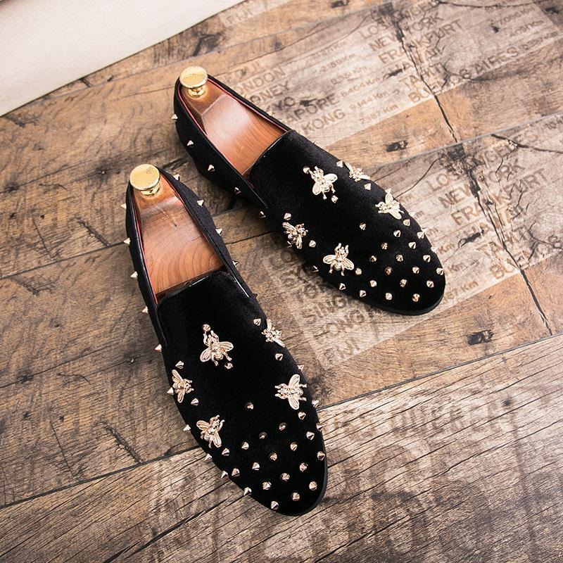 Men Shoes Official - リベットメンズドレスシューズ赤黒男性ローファーシューズ高級デザイナー結婚式の靴男性ビジネスパーティー公式サパトスオックスフォード