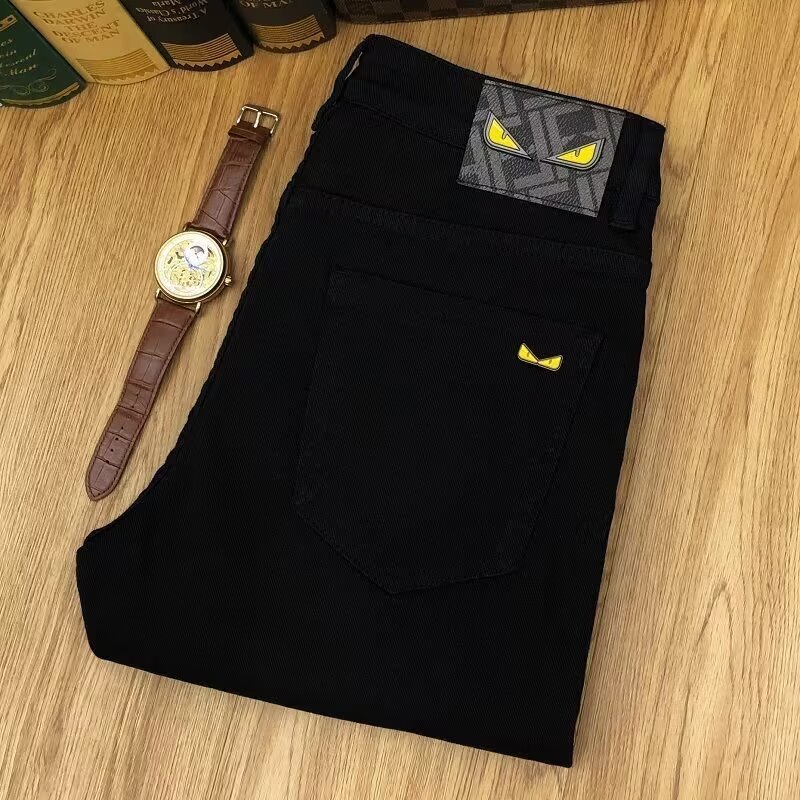 Men'S Shoes With Jeans - タイトフィットのメンズスリムパンツ,ブラックジーンズ,ハイエンド,ファッショナブルなプリント,カジュアル,シンプル,オールマッチ,ストレッチ,スタイリッシュ