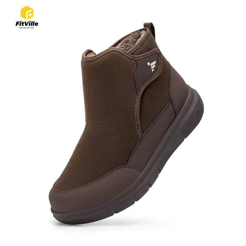 Men'S Shoes Diabetic - メンズワイドトゥボックス冬用糖尿病患者用ブーツ、裏地がプラッシュ素材で暖かく断熱された防寒靴、むくみのある足のための保温フットウェア