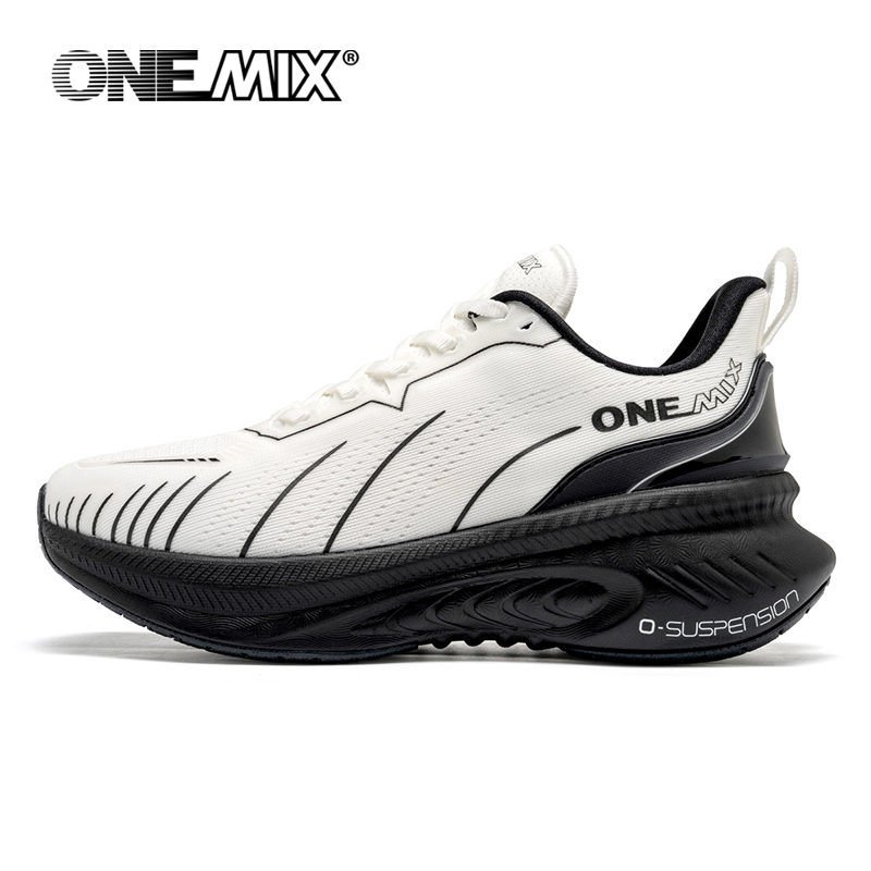 Men Shoes Runners - ONEMIX 新しいクッション性ランニングシューズ男性用適切なヘビーランナーレースアップスポーツ女性ノンスリップ屋外アスレチック男性スニーカー