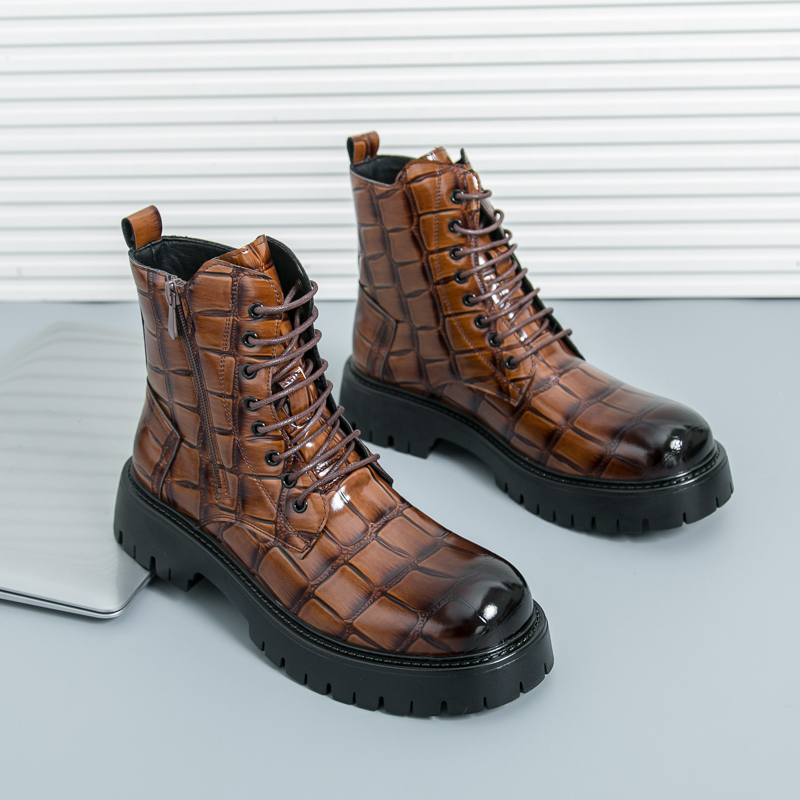 Men Shoes Brands - 夏のメンズファッションチェルシーブーツブラックブラウンアメリカンレースアップビジネスオフィスブランドブーツトレーニングシューズサイズ38-46メンズブーツ