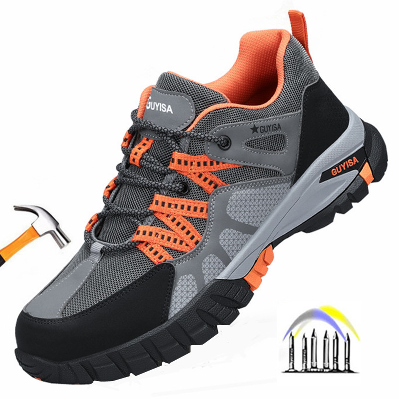 Men'S Shoes Diabetic - 作業安全スニーカー、作業用安全靴、鋼鉄製のつま先、耐パンク性、滑り止めブーツ、男性用の壊れにくい靴