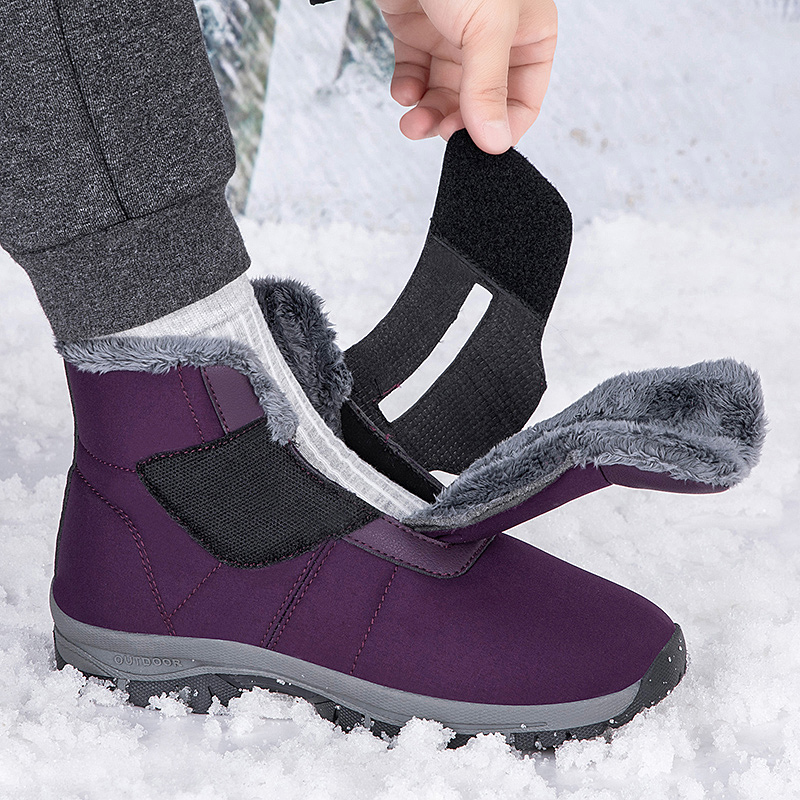 Men'S Shoes Diabetic - 冬用レディースファー裏地付きアンクルスノーブーツ、調節可能なフックアンドループ、糖尿病患者用、高齢者、腫れ足、外反母趾、バニオン対応