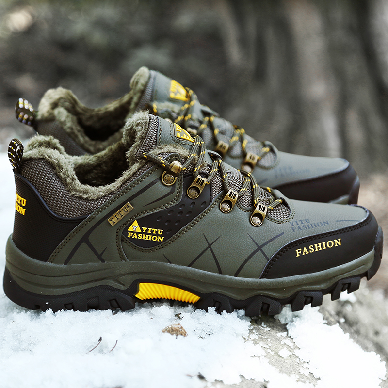 Men Shoes Brands - メンズブランド、冬用スノーブーツ、防水レザー、スニーカー、超暖かい、メンズブーツ、アウトドア、男性用ハイキングブーツ、作業靴、サイズ39-47。
