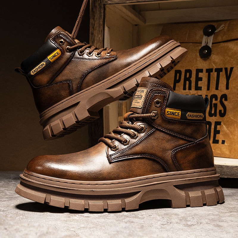 Men Shoes Boots - ヴィンテージ メンズ プラットフォーム アンクルブーツ 秋冬 ブリティッシュ