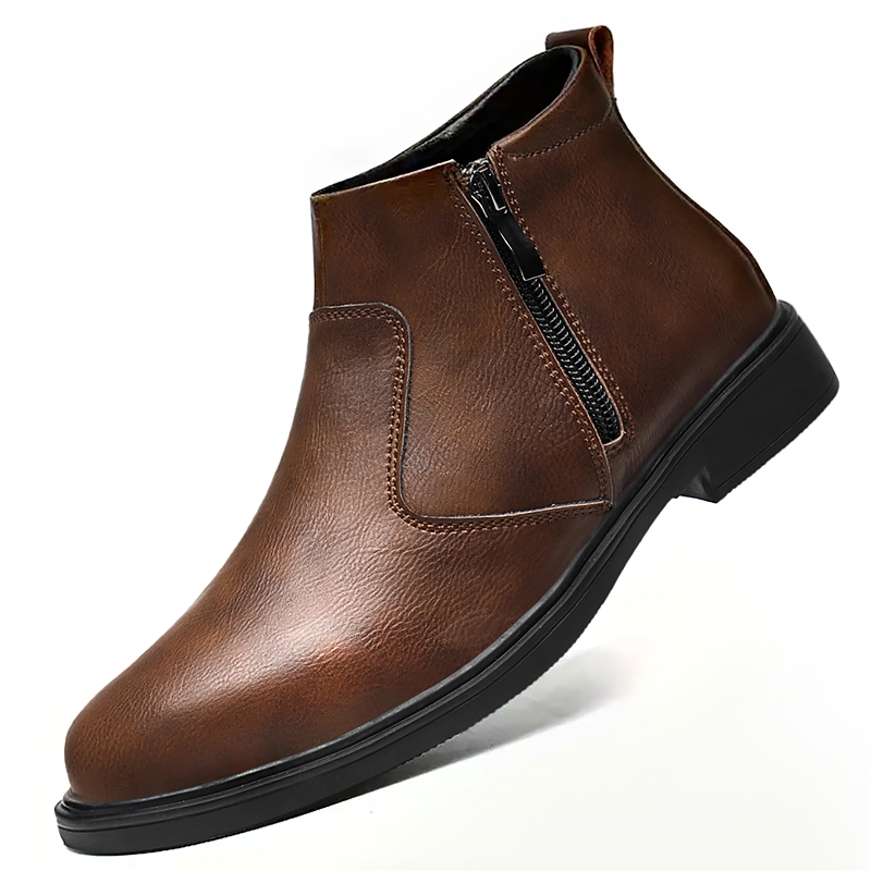 Men'S Shoes Dress Casual - 秋と冬の新しいメンズハイカットレザーシューズ、ジッパー付きレザーブーツ、ファッショナブルで多用途なビジネスカジュアルシューズ、メンズフォーマルシューズ、チェルシーブーツ
