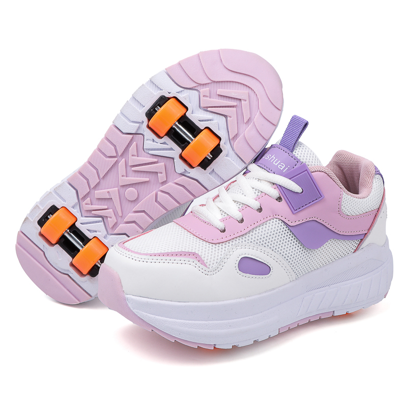 Men Shoes Sneakers - 子供用ローラースケート、4輪、取り外し可能な車輪付きスニーカー、女の子向け、屋外スポーツ用、変形可能な車輪付きシューズ。
