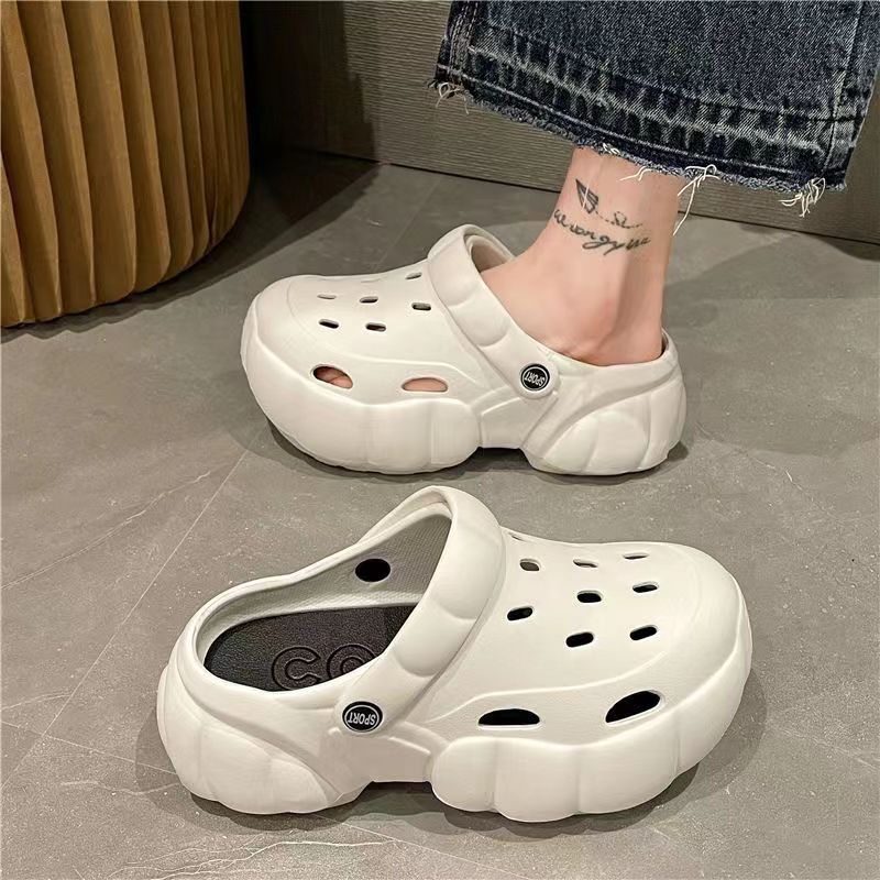 Men'S Shoes Half Cut - 女性の上品な夏のカットアウトシューズ、女性の夏のアウターウェア用 Eva ビーチ人気の滑り止めハーフパックサンダル、女性用包頭サンダル、男性用