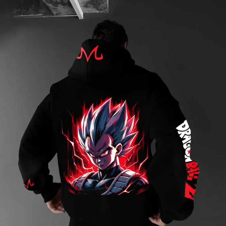 Men Shoes Official - 公式ドラゴンボールアニメキャラクターがプリントされた、男女兼用のゆったりとした快適なフリースパーカーです。
