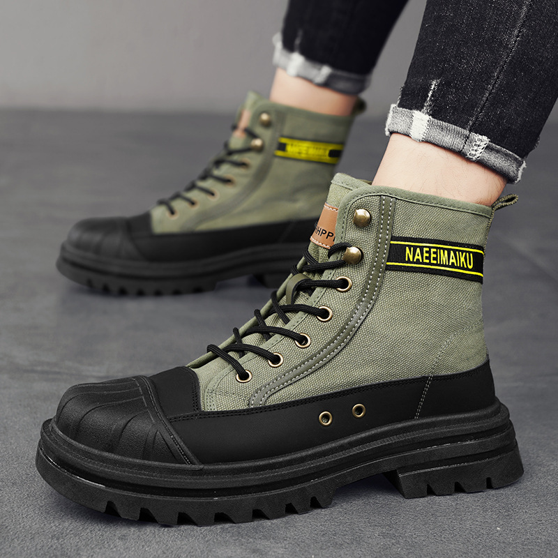 Men'S Shoes Dress Casual - メンズキャンバスブーツ、ファッショナブルなハイカットカジュアルシューズ、快適で通気性のあるワークブーツ、男性用ハイエンドデザイナーアンクルブーツ、紳士靴