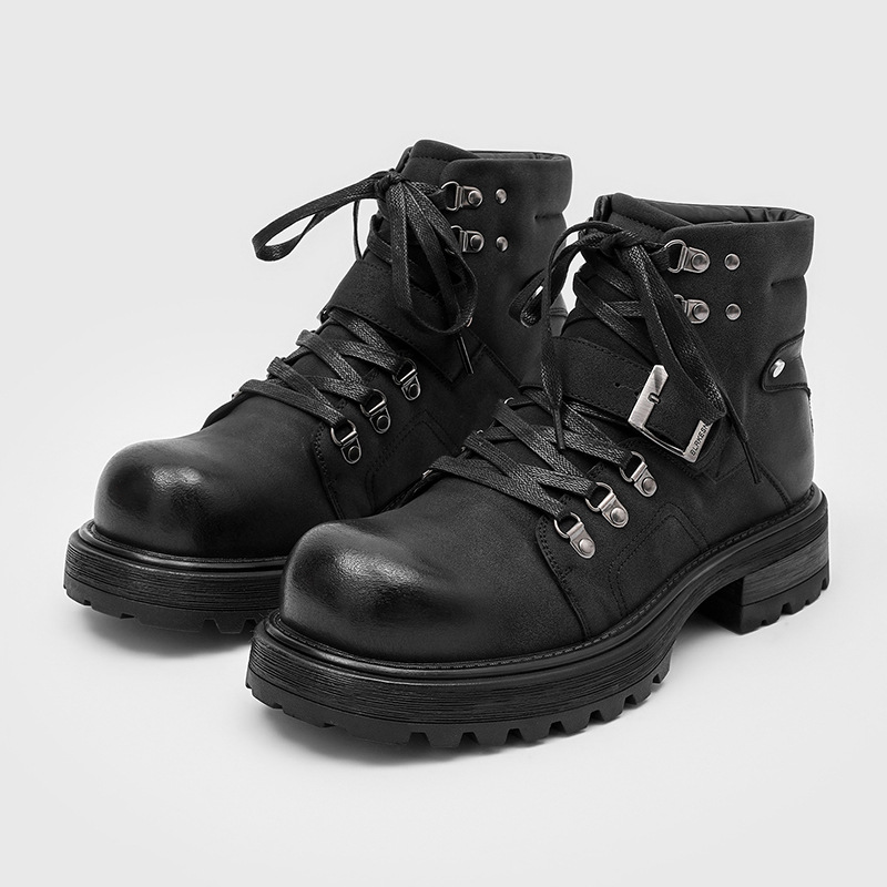 Men Shoes Brands - ブランド男性革ブーツオートバイ雪カウボーイフラットプラットフォームハイトップアンクル冬の靴高級ヴィンテージデザイナーシューズ