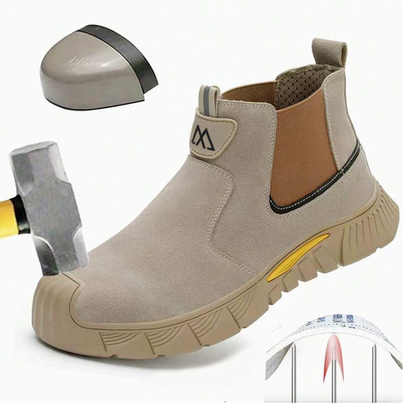 Men Shoes Sneakers - 耐摩耗性と耐久性に優れたスチールトゥ作業靴（男女兼用）、耐衝撃性スチールトゥキャップ、軽量で快適な産業用安全スニーカー、オールシーズン対応の建設作業用フットウェア、全サイズ展開、勤勉な方への父の日ギフトに最適。