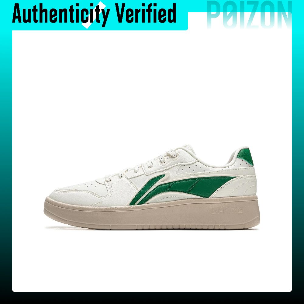 Men'S Shoes Green And White - 李寧（Li Ning）Sycee クッション性、滑り止め、耐摩耗性に優れたローカットスケートボードシューズ、メンズ、ホワイト、グリーン、AGCU515-3