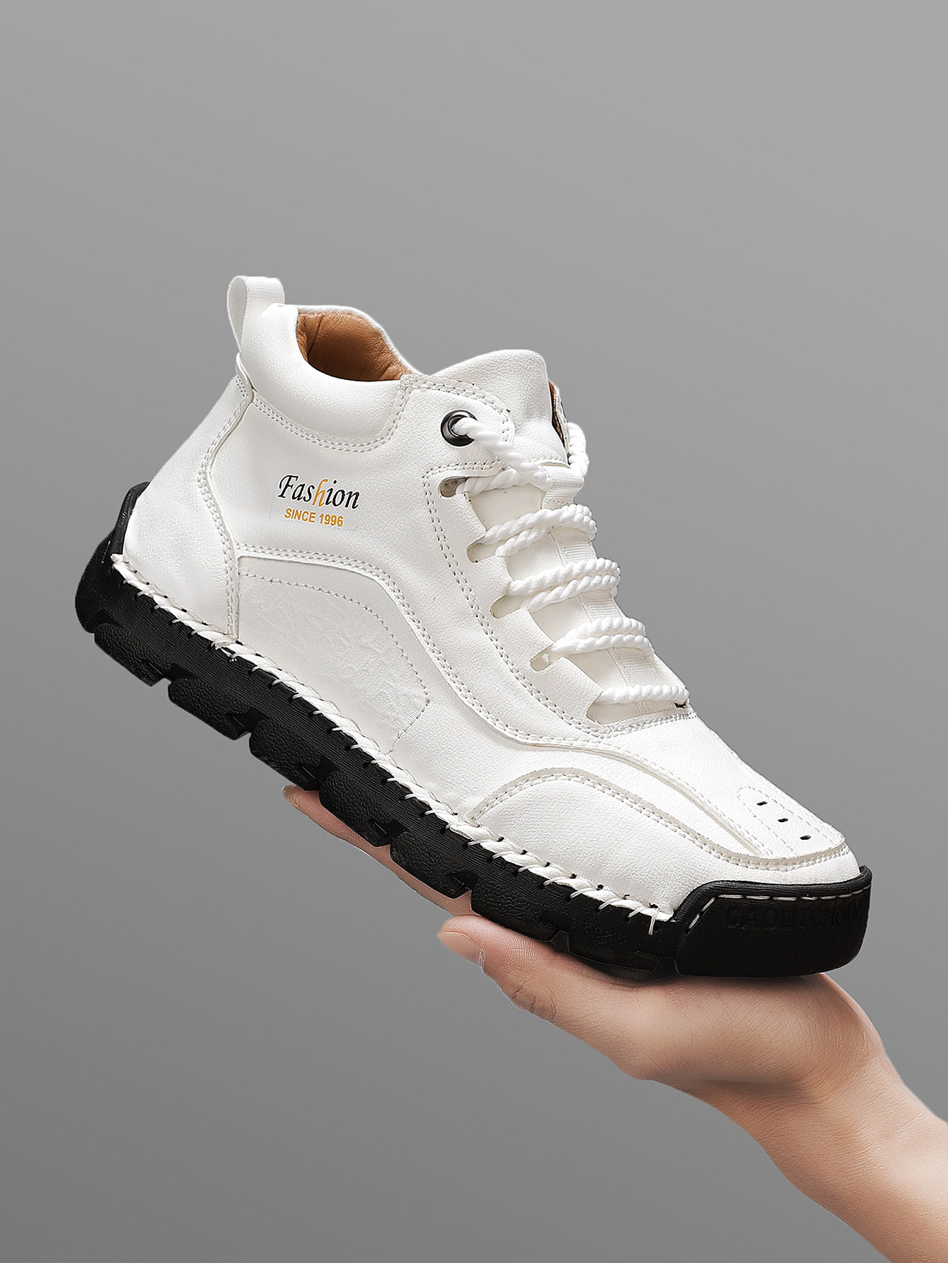 Men'S Shoes Dress Casual - メンズ手作りミッドトップカジュアルシューズ、シンプルなレタープリントファッションレースアップスニーカー、アウトドアハイキングブーツ、快適で通気性のあるラバーソール