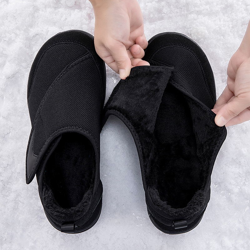 Men'S Shoes Diabetic - 冬用幅広つま先カジュアルスニーカー、高齢者向けファー付き、調節可能な糖尿病患者用シューズ、腫れ足、外反母趾、外反母趾の痛み緩和