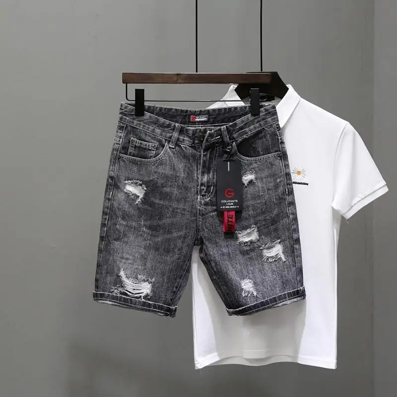 Men'S Shoes With Jeans - メンズデニムショーツ,黒とグレーのデニムパンツ,伸縮性,ジッパー付き,デザイナーボタン,新品,オリジナル