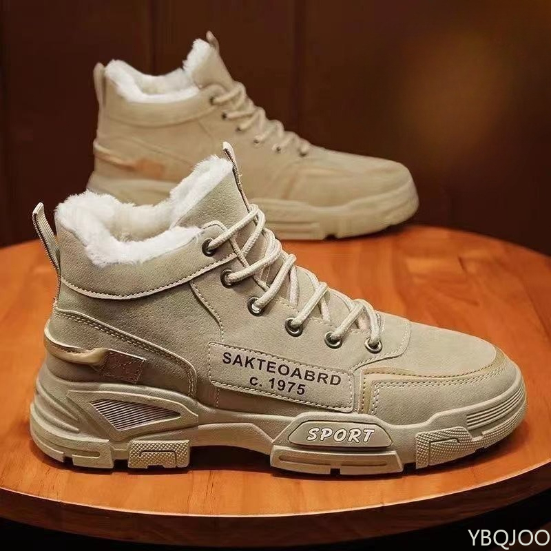 Men'S Shoes Dress Casual - ファッショナブルで多用途なワークウェア、ハイカットメンズシューズ、秋冬新作、メンズコットンシューズ、暖かいカジュアル滑り止めスノーブーツ