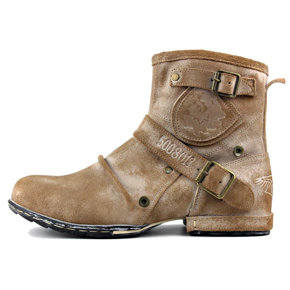 Men'S Shoes Zone - メンズアンクルブーツ カウボーイチャッカブーツ ジッパーアップ バイクブーツ 本革 メンズハンドメイド
