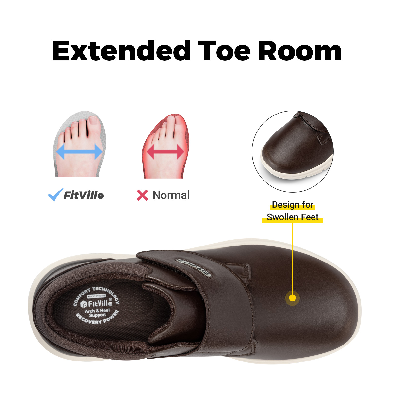 FitVille メンズ 革靴 糖尿病靴 エクストラワイド  - Men'S Shoes Diabetic のレビューと価格