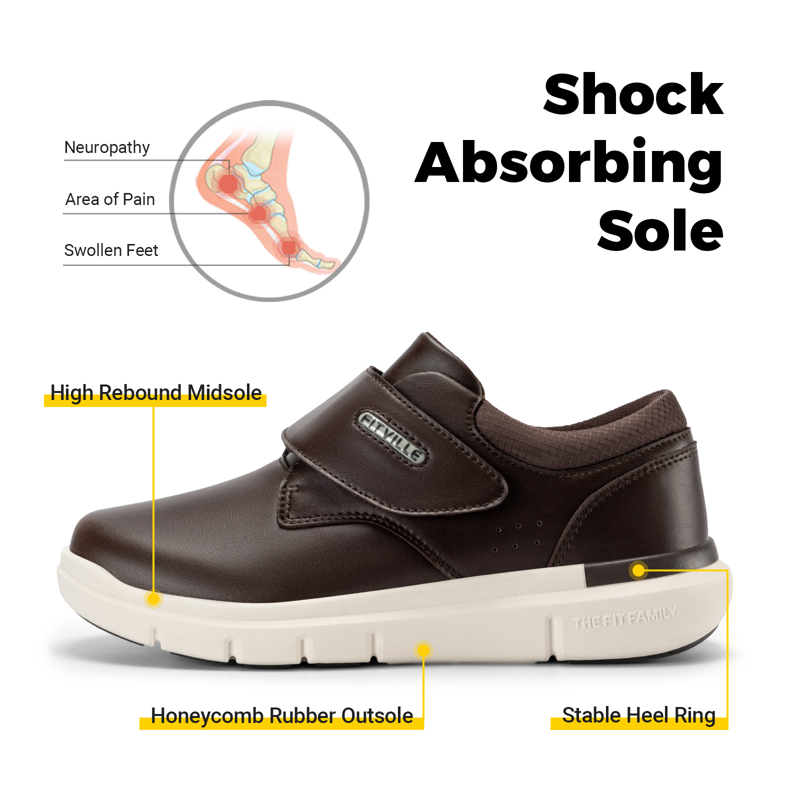 FitVille メンズ 革靴 糖尿病靴 エクストラワイド  - Men'S Shoes Diabetic のレビューと価格