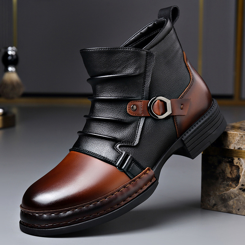 秋冬レトロアンクルブーツ男性のためのファッションカジュアルサ - Men Shoes Boots のレビューと価格