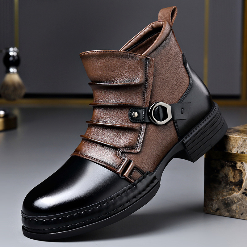 秋冬レトロアンクルブーツ男性のためのファッションカジュアルサ - Men Shoes Boots のレビューと価格