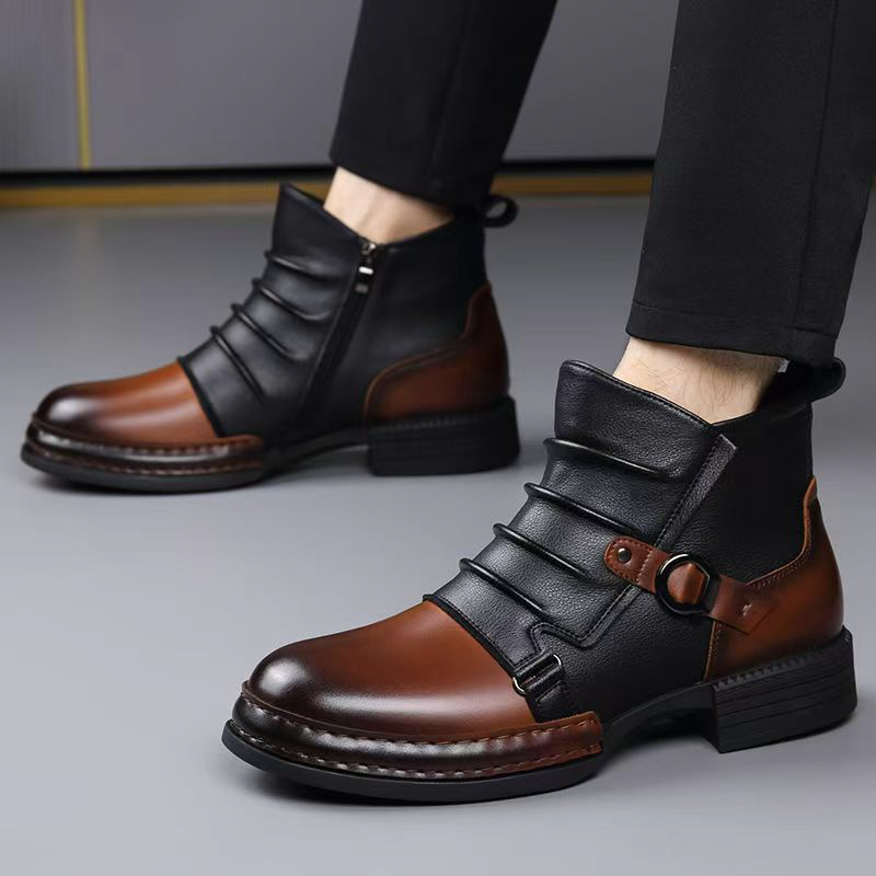 秋冬レトロアンクルブーツ男性のためのファッションカジュアルサ - Men Shoes Boots のレビューと価格