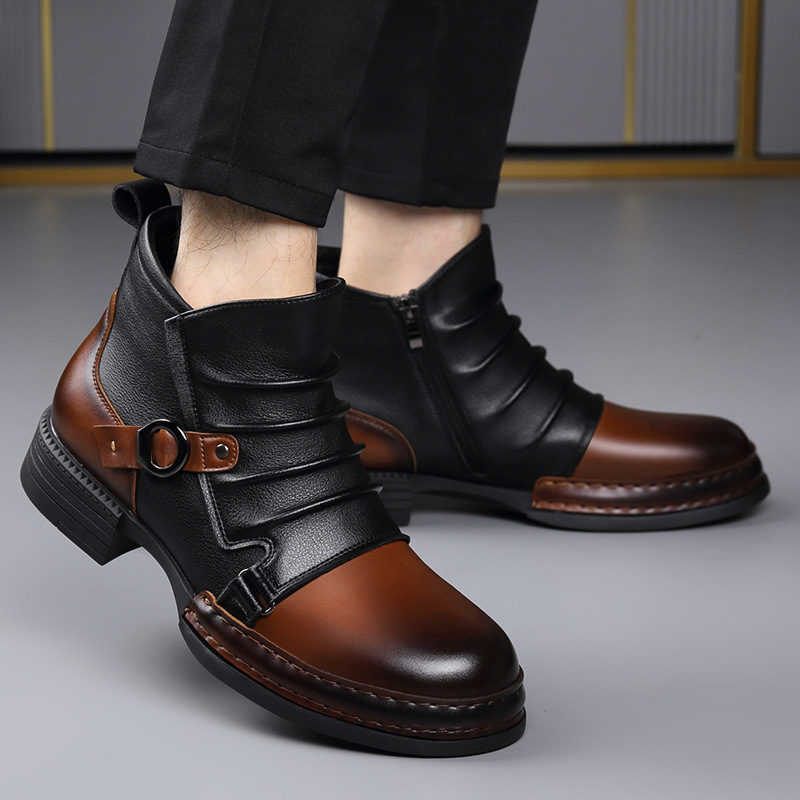 秋冬レトロアンクルブーツ男性のためのファッションカジュアルサ - Men Shoes Boots のレビューと価格
