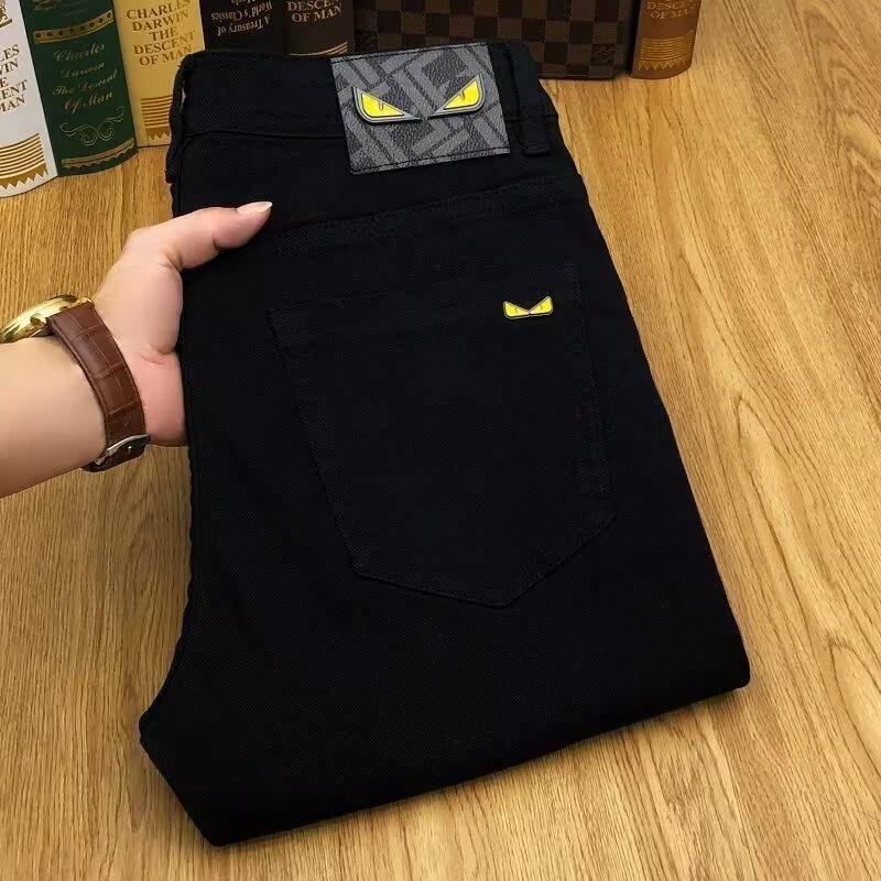 タイトフィットのメンズスリムパンツ,ブラックジーンズ,ハイエ - Men'S Shoes With Jeans のレビューと価格