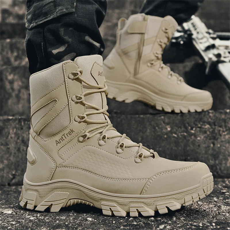 新しい男性戦術ブーツ狩猟ハイキング靴レースアップ砂漠ユニセッ - Men Shoes Brands のレビューと価格