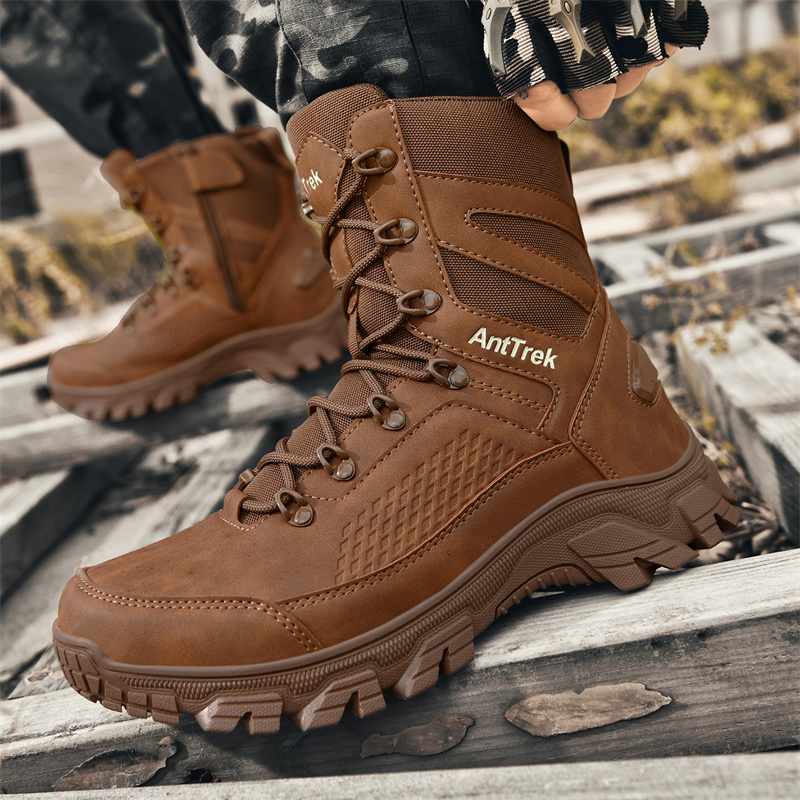 新しい男性戦術ブーツ狩猟ハイキング靴レースアップ砂漠ユニセッ - Men Shoes Brands のレビューと価格