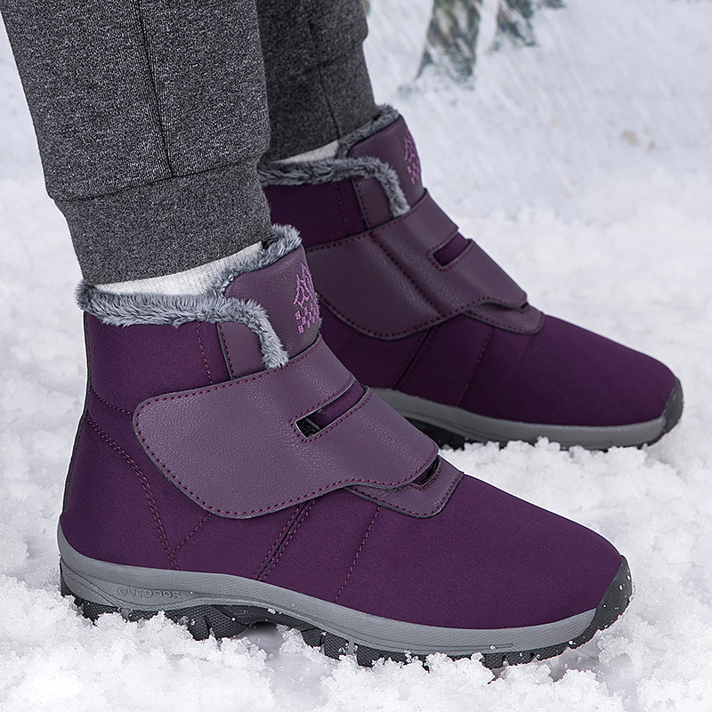 冬用レディースファー裏地付きアンクルスノーブーツ、調節可能な - Men'S Shoes Diabetic のレビューと価格