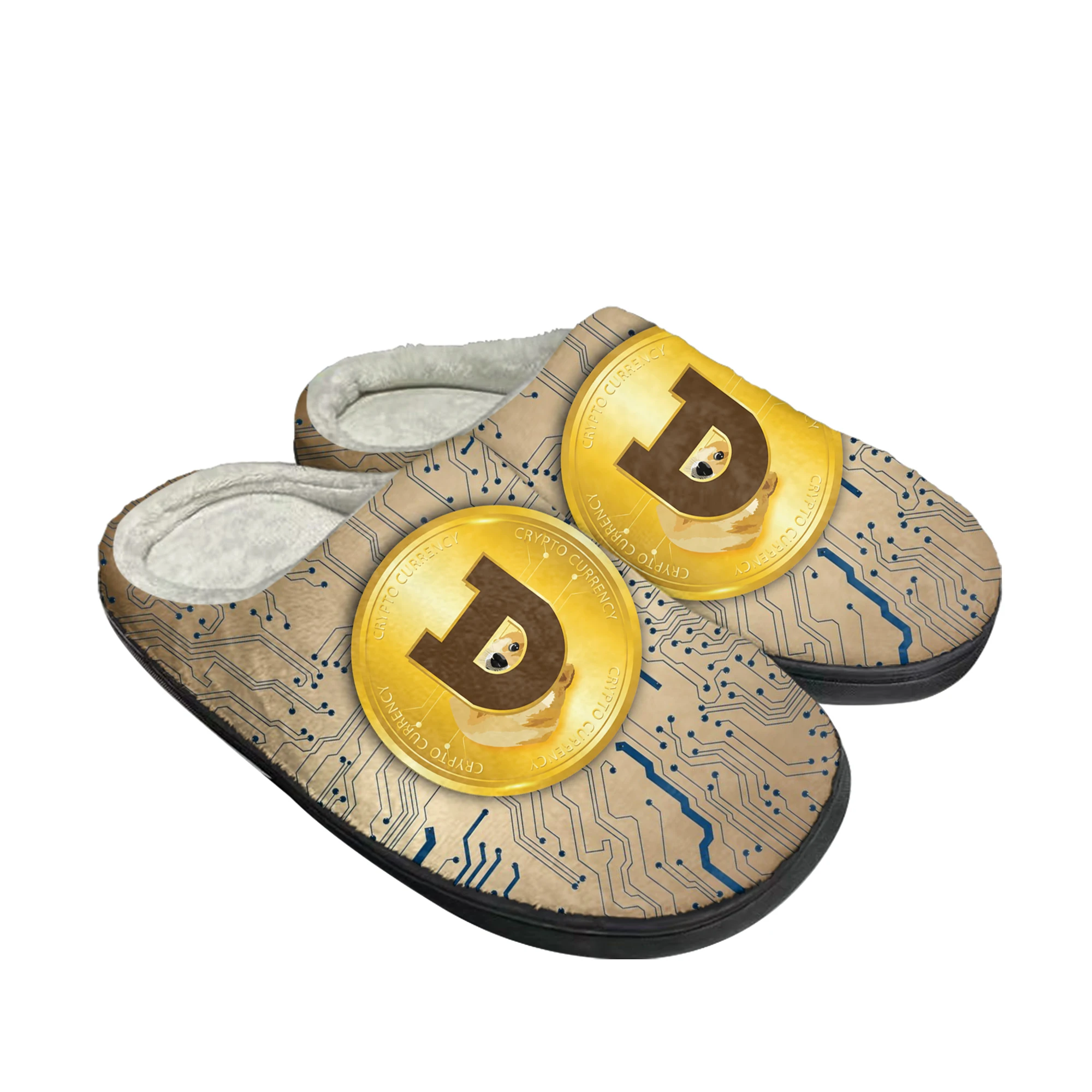 Dogecoin 暗号通貨犬コインホーム綿カスタムスリッパ男 - Men Shoes Winter のレビューと価格