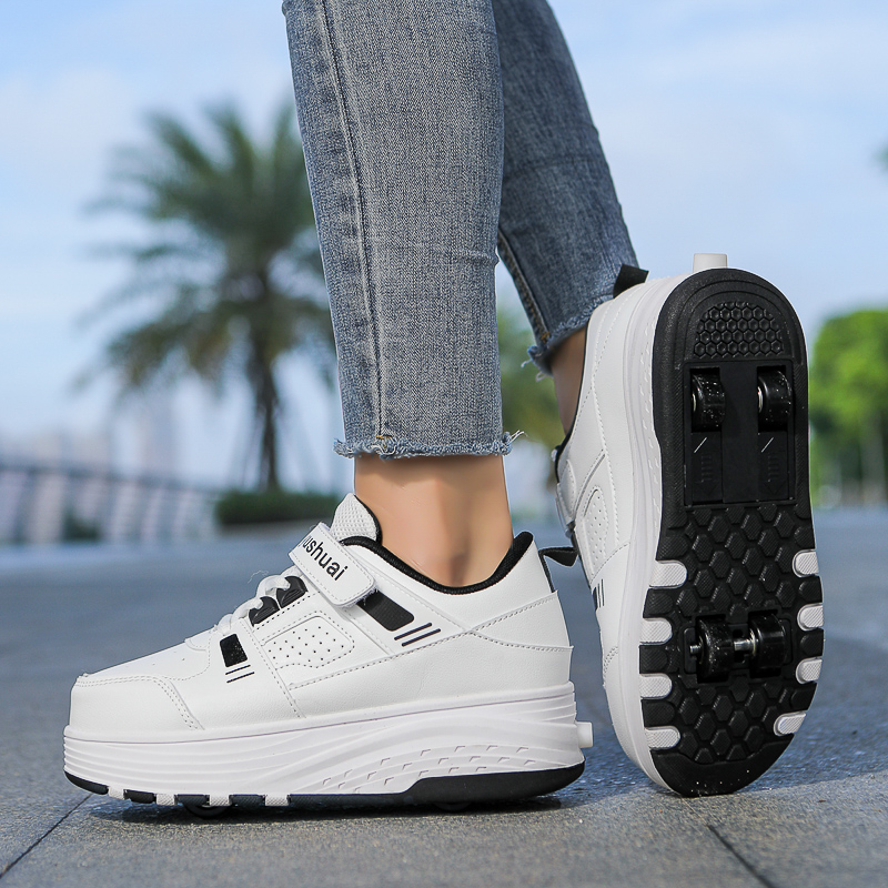 子供用4輪ローラーシューズ、格納式の車輪が付いたスニーカー。 - Men Shoes Sneakers のレビューと価格