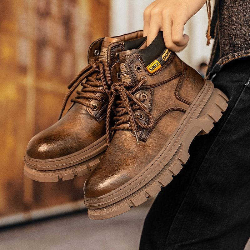 ヴィンテージ メンズ プラットフォーム アンクルブーツ 秋冬 - Men Shoes Boots のレビューと価格