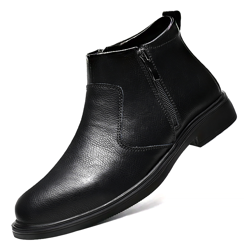 秋と冬の新しいメンズハイカットレザーシューズ、ジッパー付きレ - Men'S Shoes Dress Casual のレビューと価格