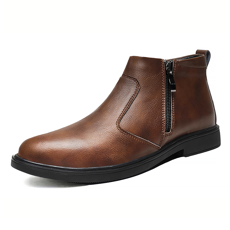 秋と冬の新しいメンズハイカットレザーシューズ、ジッパー付きレ - Men'S Shoes Dress Casual のレビューと価格