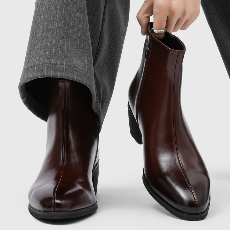 男性用シンプルでおしゃれなハイヒール、ポインテッドトゥ、サイ - Men Shoes Boots のレビューと価格