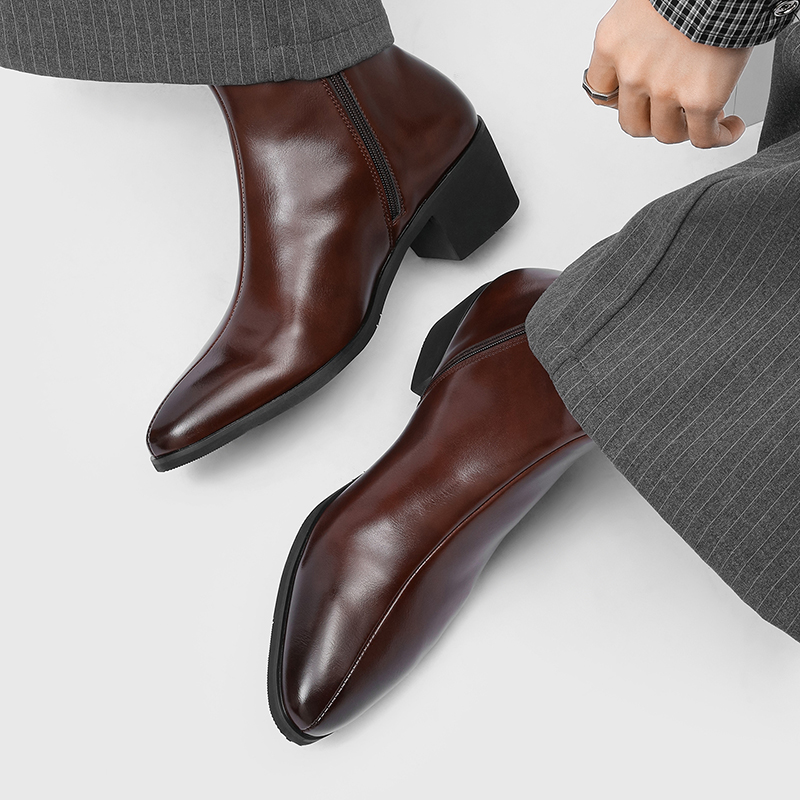 男性用シンプルでおしゃれなハイヒール、ポインテッドトゥ、サイ - Men Shoes Boots のレビューと価格