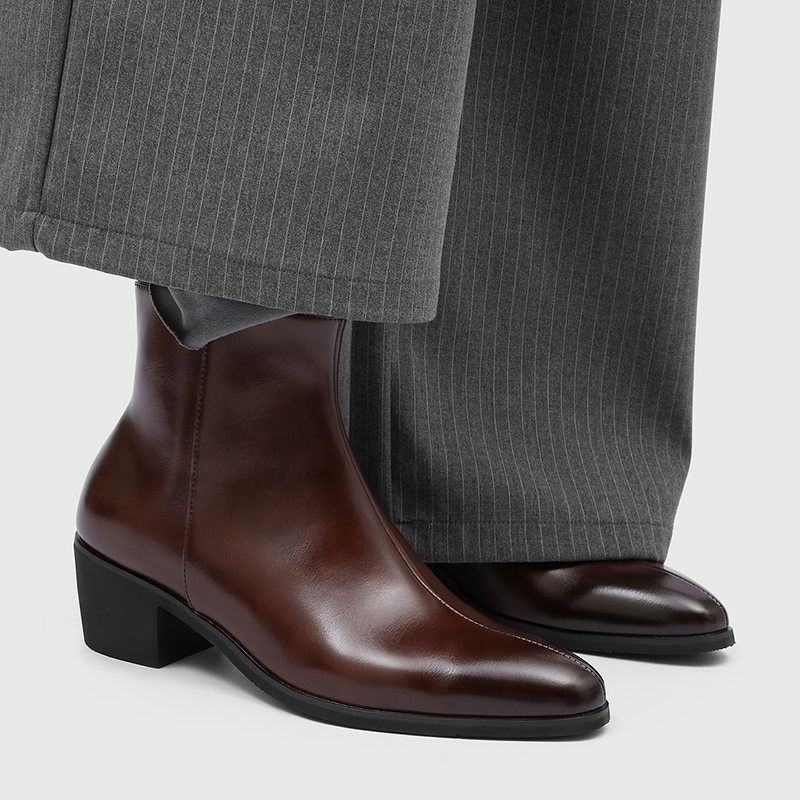 男性用シンプルでおしゃれなハイヒール、ポインテッドトゥ、サイ - Men Shoes Boots のレビューと価格