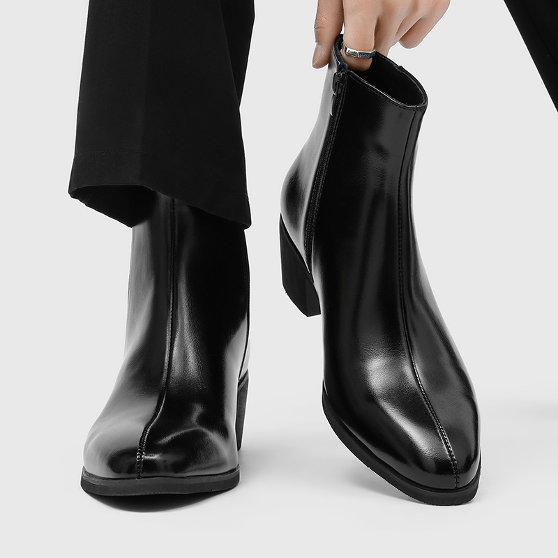 男性用シンプルでおしゃれなハイヒール、ポインテッドトゥ、サイ - Men Shoes Boots のレビューと価格