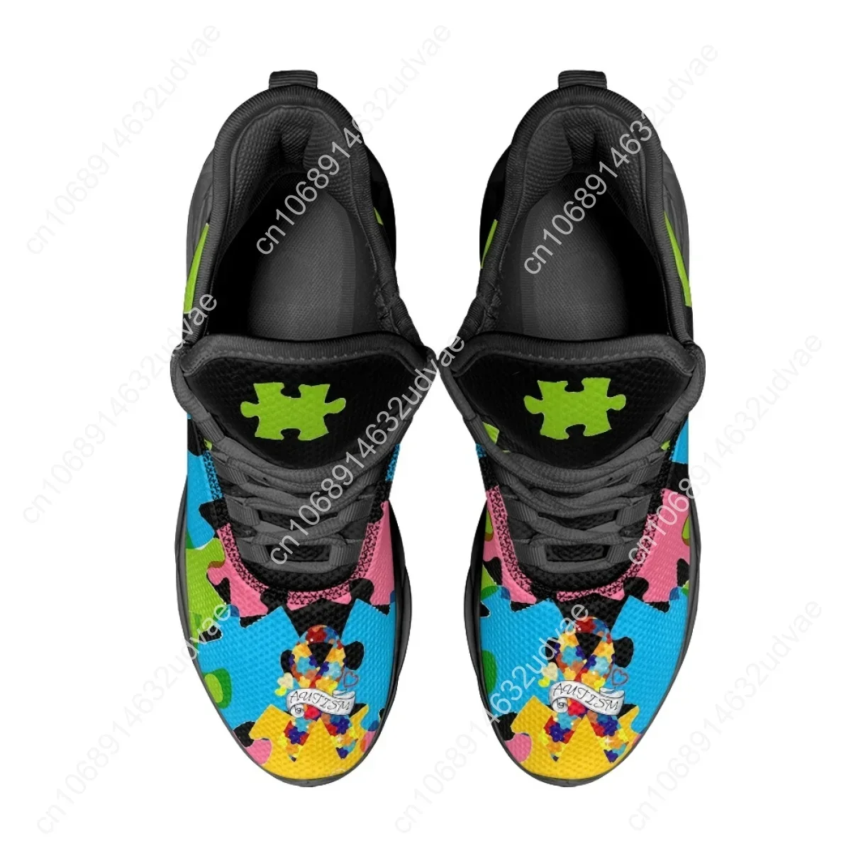 自閉症啓発スポーツランニングシューズカラーパズル耐久性のある - Men Shoes Sneakers のレビューと価格