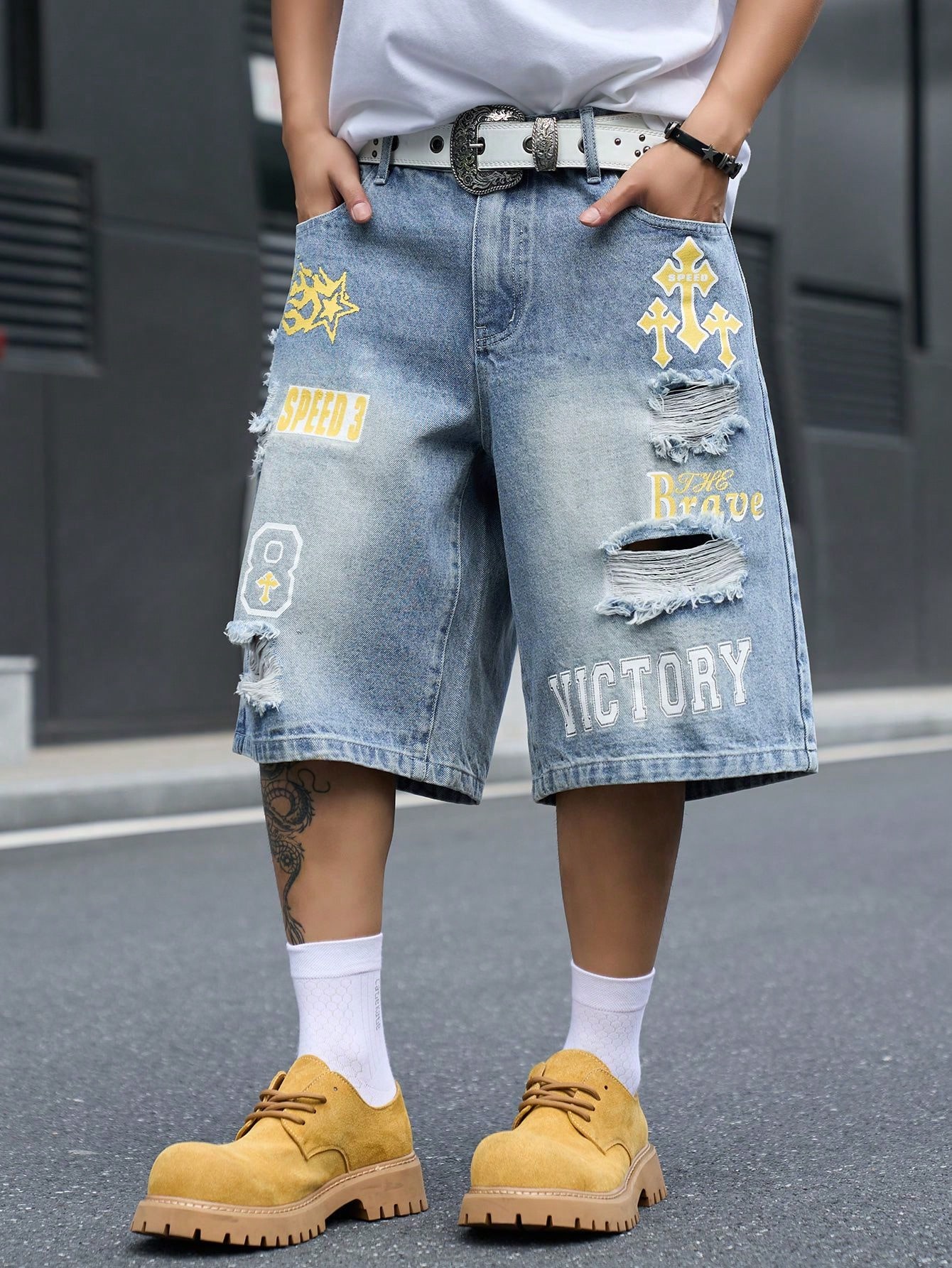 メンズ ルーズフィット デニム バミューダ ショーツ、ヴィン - Men'S Shoes With Jeans のレビューと価格