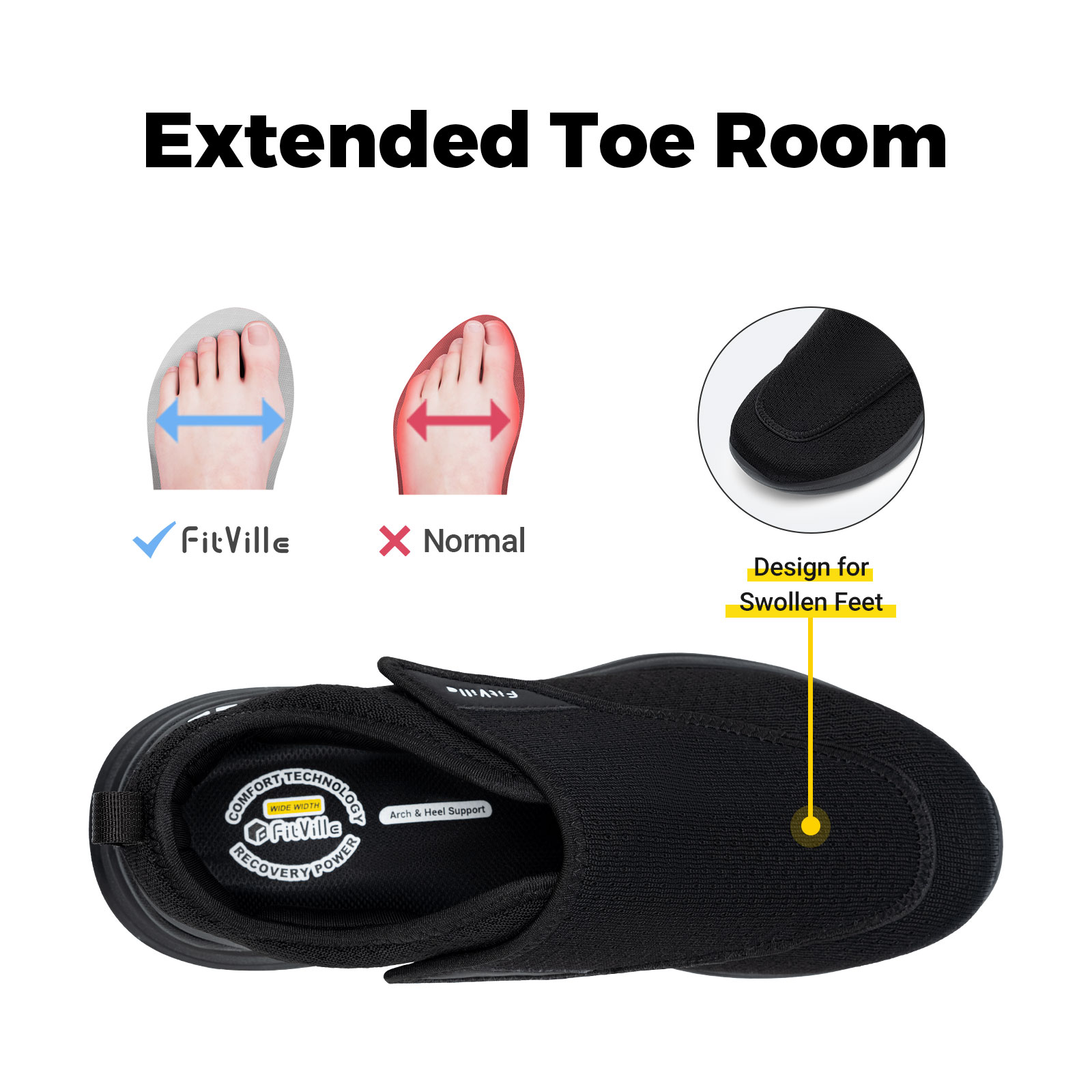 FitVille エクストラワイド メンズ糖尿病患者用シュー - Men'S Shoes Diabetic のレビューと価格